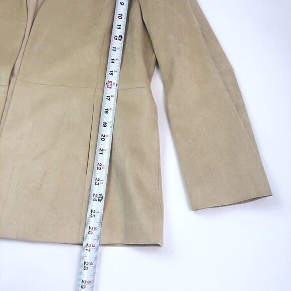 Talbots Faux Suede Mole Skin Blazer 14P Tan Quiet Luxury Academia Office Open - Picture 7 of 8